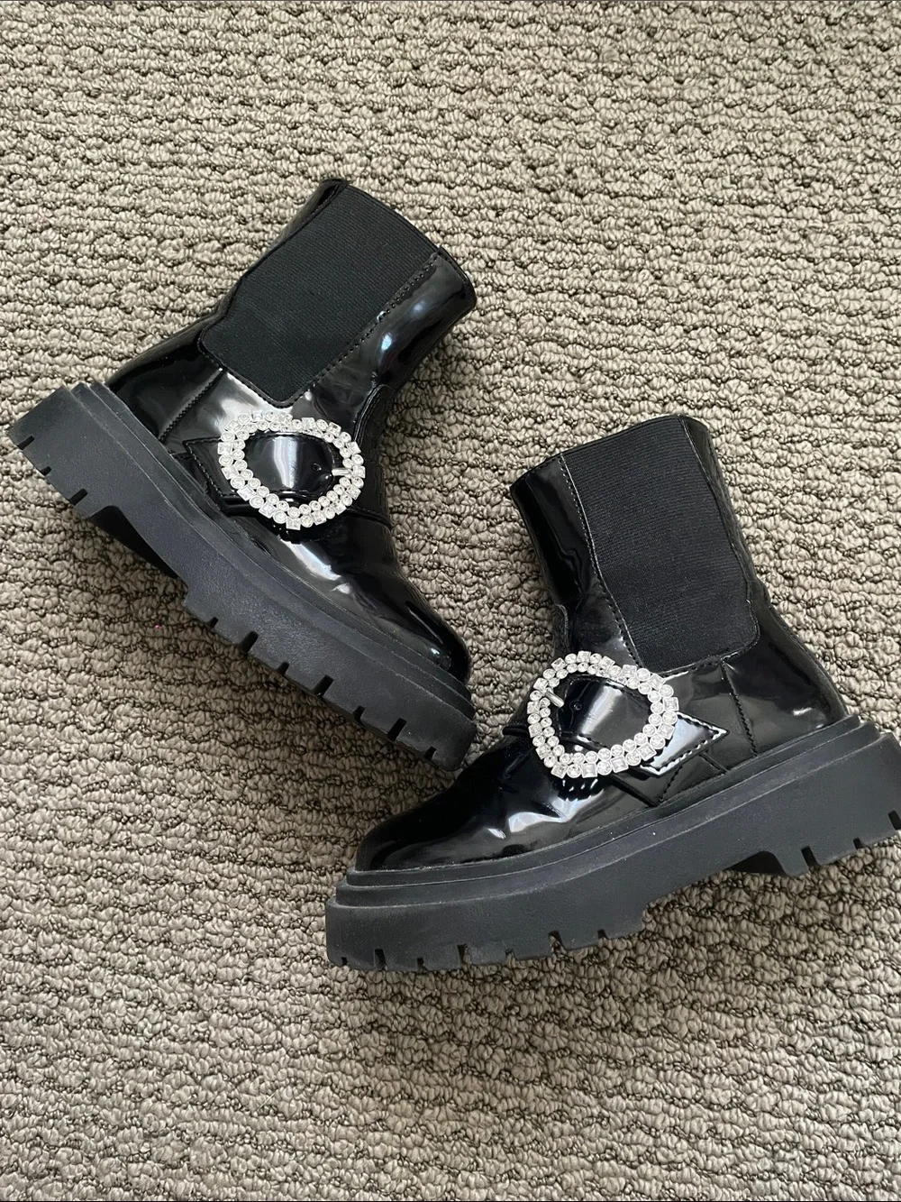 Zara Rhinestone Heart Ankle Boots